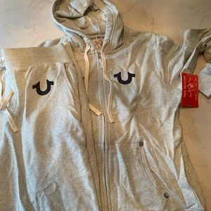 True Religion Men’s Logo Hoodie & Jogger Suit SZ L